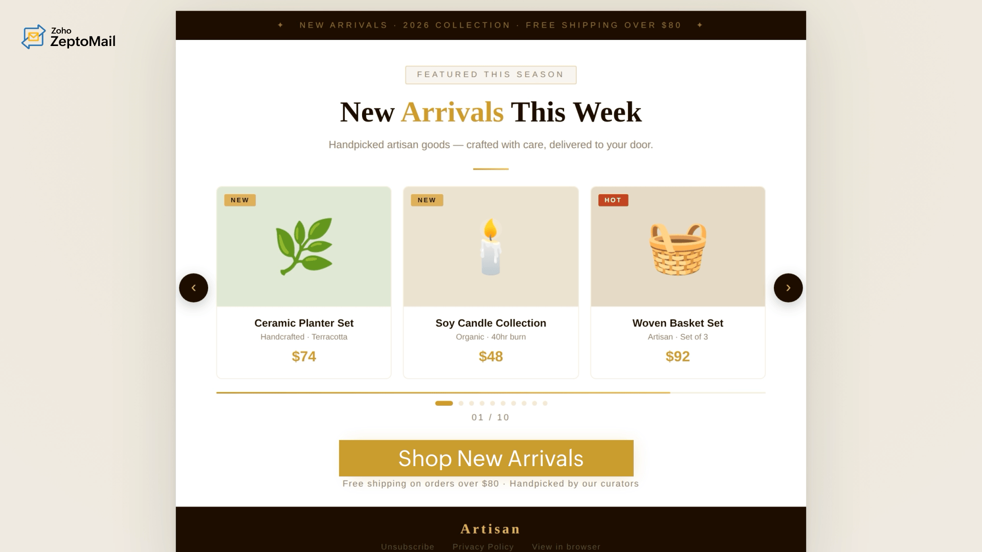 image carousel, interactive email
