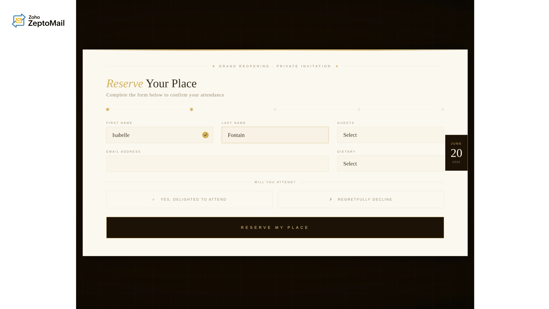 rsvp, embedded forms, interactive emails