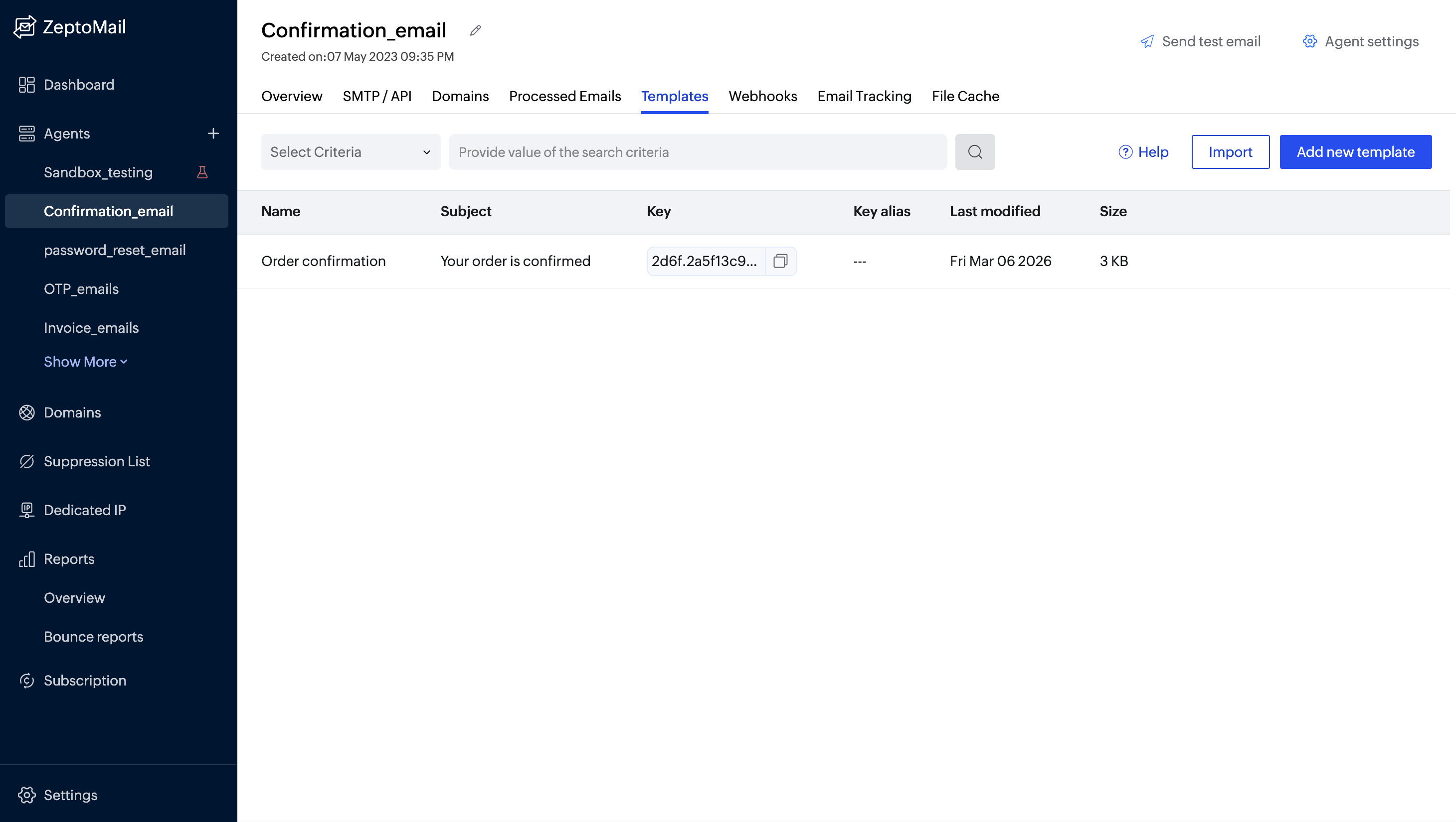 Add new template tab