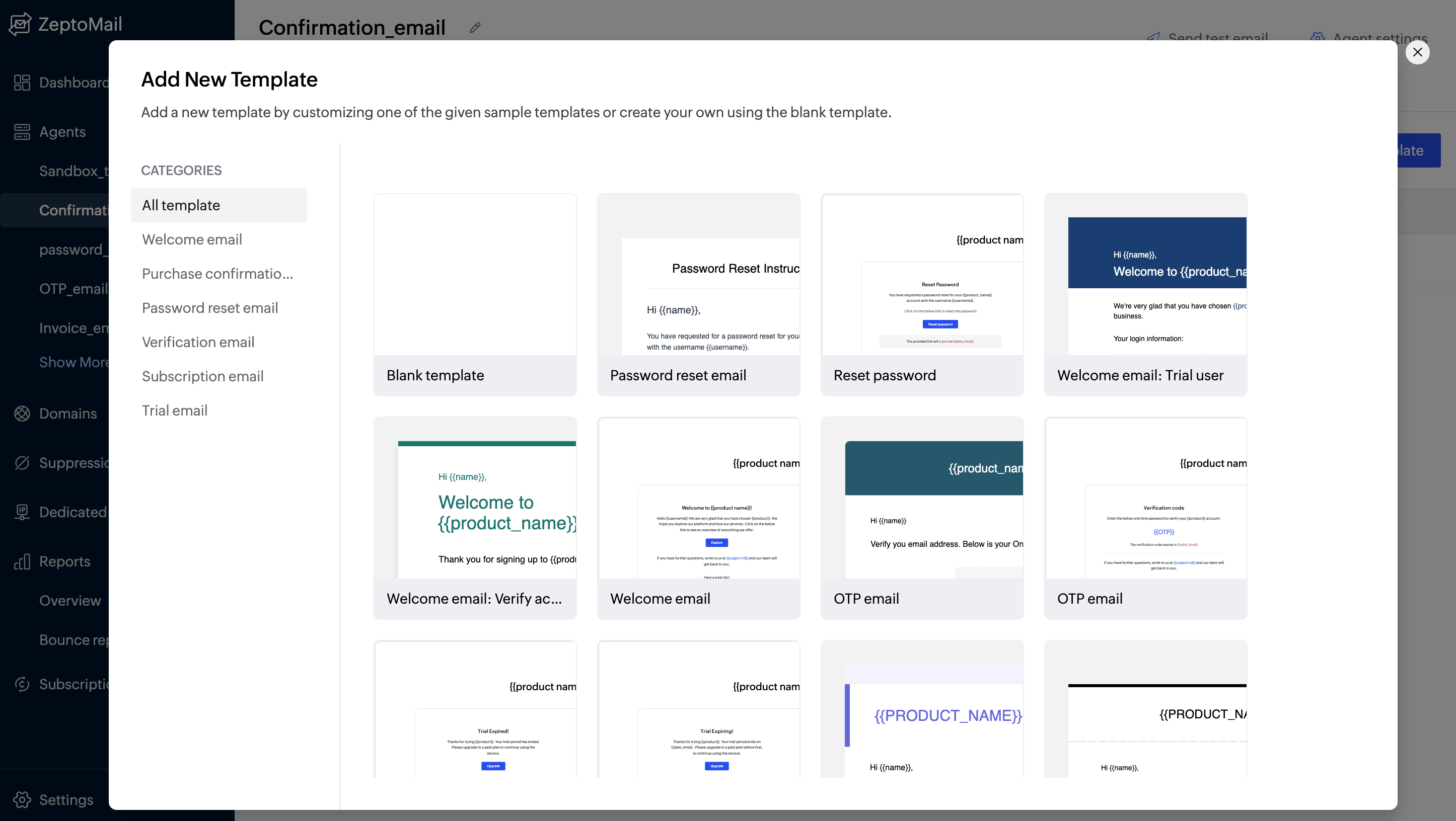 email template in zeptomail