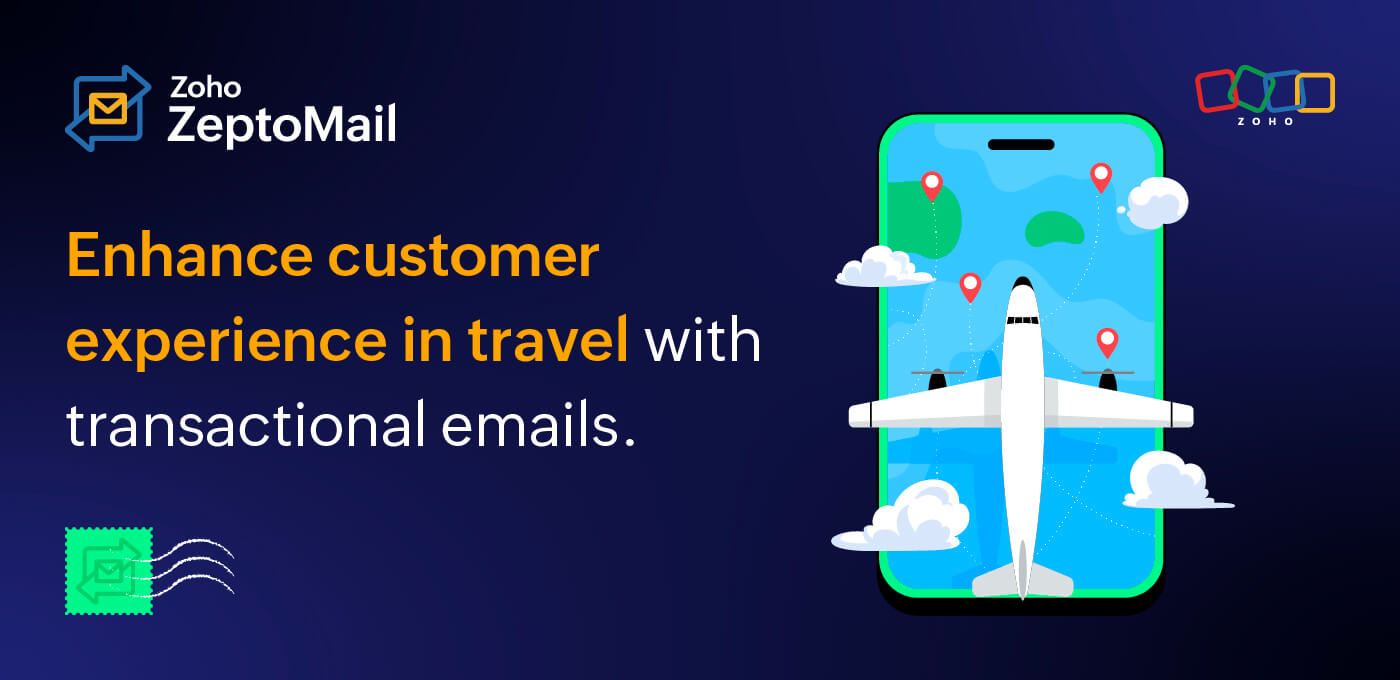 Title card with aircraft indicating transactional emails in travel industry