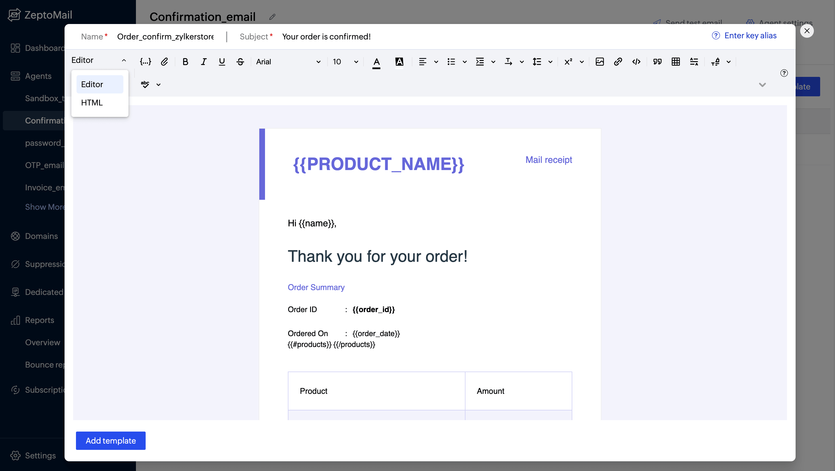 Add name and subject line